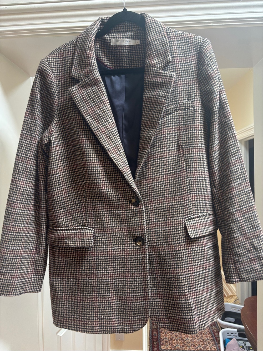 Simons Checked Blazer Jacket - Brown, Black, Cream